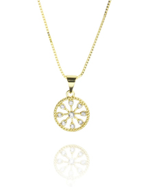 Fashion Gold-plated White Zirconium Copper Micro-set Zircon Geometric Round Necklace