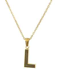 Fashion Golden L Gold Plated Black Line Letter Stainless Steel Necklace