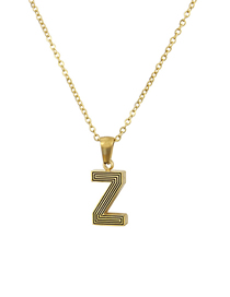 Fashion Golden Z Gold Plated Black Line Letter Stainless Steel Necklace