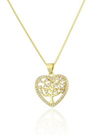 Fashion Gold-plated White Zirconium Hollow Large Tree Micro Copper Inlaid Zircon Necklace