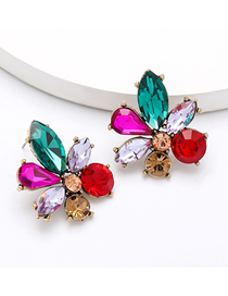 Fashion Color Alloy Diamond Floral Geometric Earrings