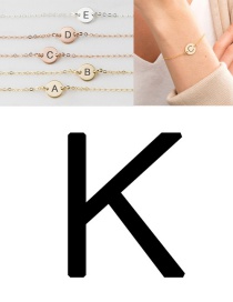 Fashion Golden-k (9mm) Stainless Steel Geometric Round Engraved Letter Bracelet