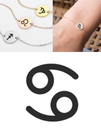 Fashion Steel-cancer (13mm) Gold-plated Geometric Round Stainless Steel Engraved Constellation Bracelet