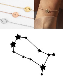 Fashion Golden-gemini (9mm) Round Stainless Steel Gilt Engraved Constellation Bracelet