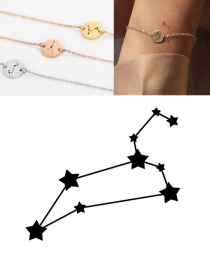 Fashion Golden-leo (9mm) Round Stainless Steel Gilt Engraved Constellation Bracelet