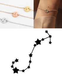 Fashion Golden-scorpio (9mm) Round Stainless Steel Gilt Engraved Constellation Bracelet