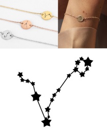 Fashion Golden-pisces (9mm) Round Stainless Steel Gilt Engraved Constellation Bracelet
