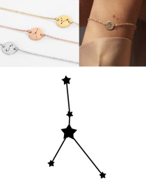 Fashion Rose Gold-cancer (9mm) Round Stainless Steel Gilt Engraved Constellation Bracelet