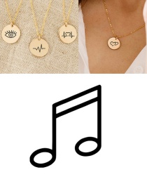 Fashion Golden Engraved Music Symbol Stainless Steel Geometric Round Couple Necklace 15mm