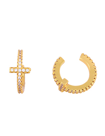 Fashion Golden Cross Diamond Alloy Ear Pierced Ear Clips