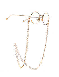 Fashion Golden Hollow Copper Peach Heart Glasses Chain