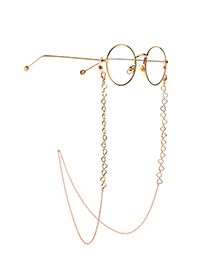 Fashion Golden Hollow Copper Peach Heart Glasses Chain