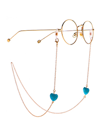 Fashion Golden Color-preserving Non-fading Peach Heart Turquoise Glasses Chain