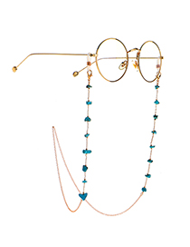Fashion Golden Natural Deformed Turquoise Handmade Glasses Chain