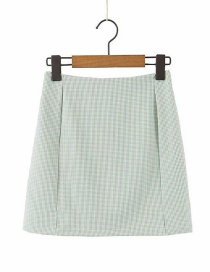 Fashion Green Plaid Printed Split Skirt