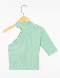 Fashion Green Short Sleeve Asymmetric T-shirt