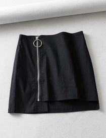 Fashion Photo Color Zip Irregular Skirt