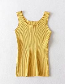 Fashion Bright Yellow Round Neck Threaded Camisole