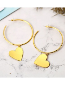 Fashion Serrated C-shaped Gold Alloy Heart Earrings