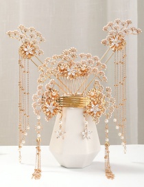 Fashion Golden Pearl Flower Diamond Hair Bun Set