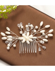 Fashion White Pearl Weave Flower Comb