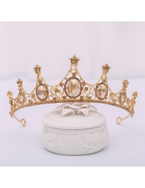Fashion Champagne Hollow Alloy Diamond Crown Headband