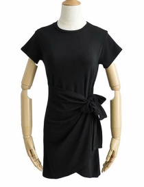 Fashion Black Round Neck Dress With Irregular Hem