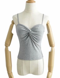 Fashion Gray Knotted Chest Strap (including Chest Pad) T-shirt