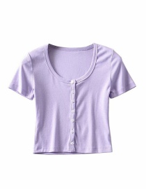 Fashion Taro Purple Threaded Single-breasted T-shirt Cardigan