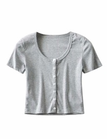 Fashion Flower Gray Threaded Single-breasted T-shirt Cardigan