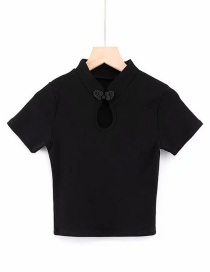 Fashion Black Plated Cutout T-shirt