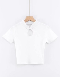 Fashion White Plated Cutout T-shirt