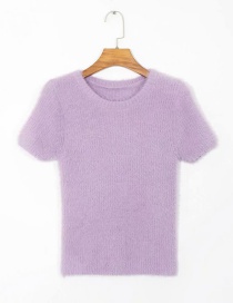 Fashion Purple Furry Stitch Knitted Sweater