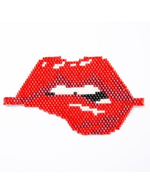 Fashion Red Crooked Mouth Bead Woven Lips Accessories
