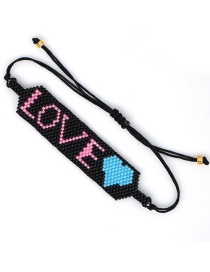 Fashion Black Hexagon Star Ribbon Love Tassel Rice Bead Braided Leopard Bracelet