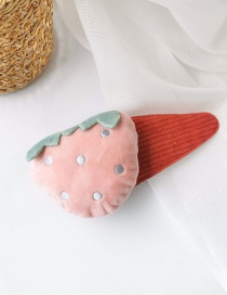 Fashion Strawberry Pink Fabric Embroidery Fruit Hair Clip