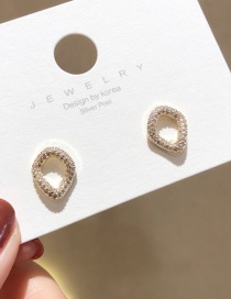 Fashion Golden  Silver Pin Zircon Wave Small Circle Stud Earrings