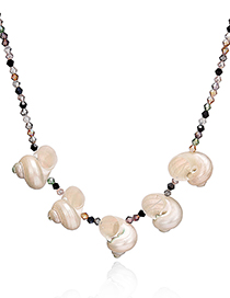 Fashion Color Crystal Bead Conch Necklace