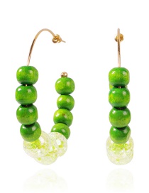 Fashion Green Contrast Beaded C-shaped Earrings