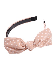 Fashion Apricot Fabric Polka Dot Print Bow Headband