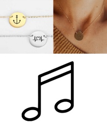 Fashion Golden Stainless Steel Engraved Music Adjustable Necklace 13mm