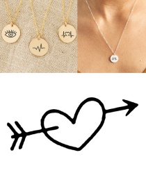Fashion Steel Color Stainless Steel Single Hole Carved With An Arrow Through The Heart Adjustable Necklace 13mm