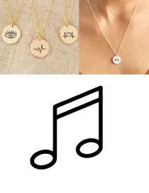 Fashion Steel Color Stainless Steel Single Hole Engraved Music Adjustable Necklace 13mm