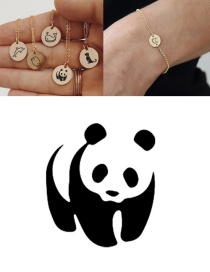 Fashion Rose Gold-panda Titanium Steel Plated Stainless Steel Geometric Round Carved Animal Bracelet 9mm