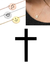 Fashion Steel Color Titanium Steel Stainless Steel Carved Cross Double Hole Round Necklace 9mm