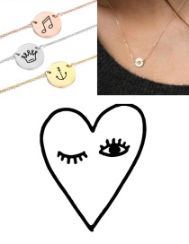 Fashion Golden Titanium Steel Stainless Steel Engraved Eye Love Double Hole Round Necklace 9mm