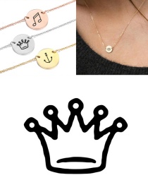 Fashion Golden Titanium Steel Stainless Steel Engraved Crown Double Hole Round Necklace 9 Mm