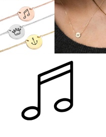 Fashion Rose Gold Titanium Steel Stainless Steel Engraved Note Double Hole Round Necklace 9mm