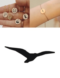 Fashion Steel Color Titanium Steel Stainless Steel Carved Seagull Geometric Round Bracelet 13mm