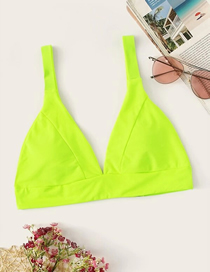 Fashion Yellow Top V-neck Stitching Solid Color Swimsuit Top